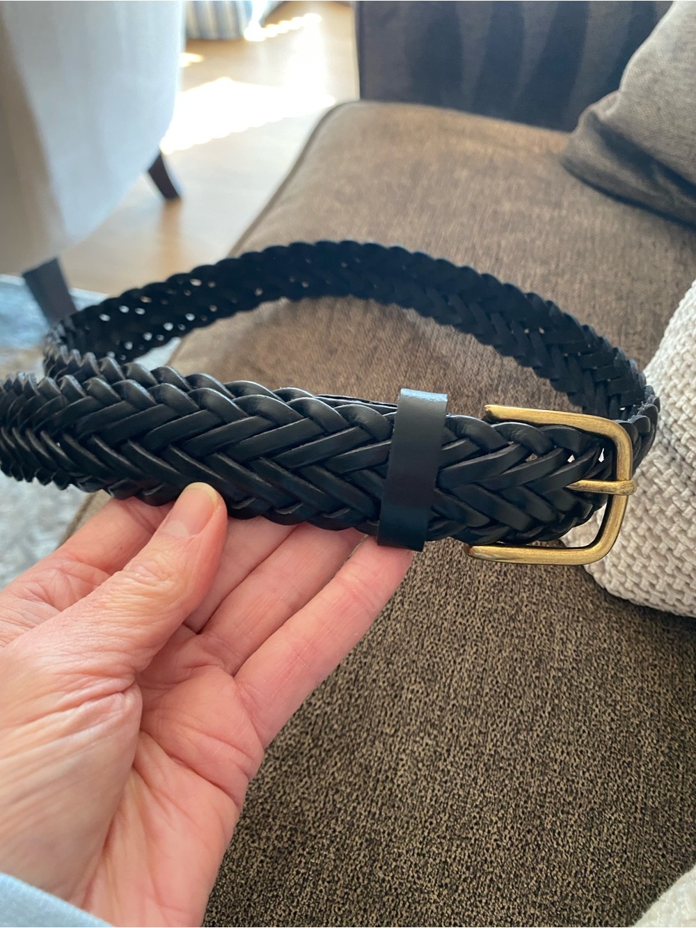 Braided Black Leather Belt for Women- Classic Style